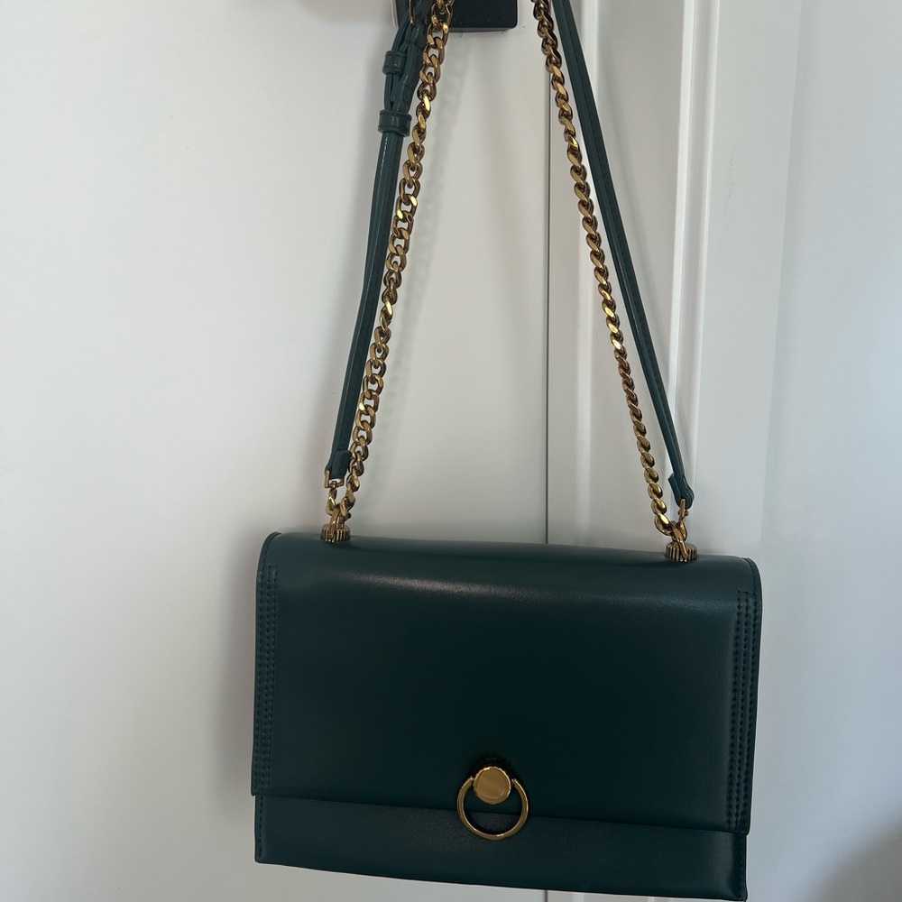 Charles & Keith Dark Green Push-Lock Shoulder Bag with Gold Chain - Picture 2 of 3